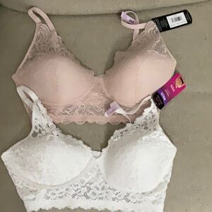 Maidenform Pink and White Lace Bras Intimates
